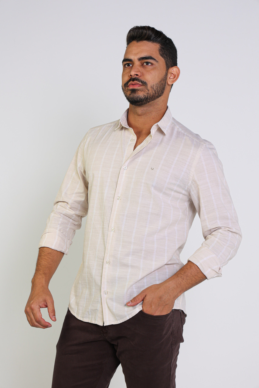 CAMISA MASCHIO MANGA LONGA SLIM FIT FIX 002 LAVADA-E